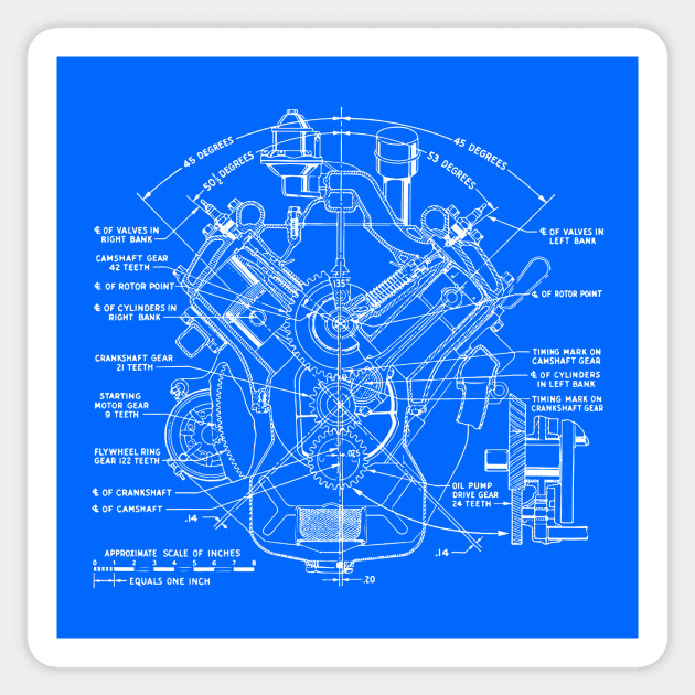 V8 Engine Drawing Sticker by Widmore